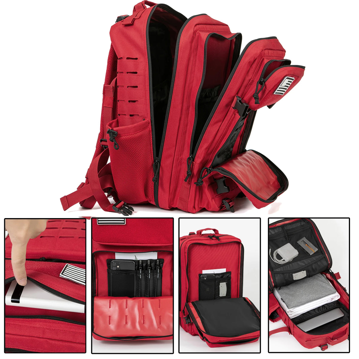 Men's 45L Tactical Backpack by Adventure Club Store with double cup holders, ideal for hunting, camping, hiking, and outdoor survival.