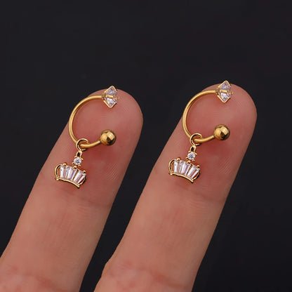 1 Pair Stainless Steel Mini CZ Drop Earring Women Moon Flower Tragus Cartilage Helix Hoop Conch Rook Daith Lobe Piercing Jewelry