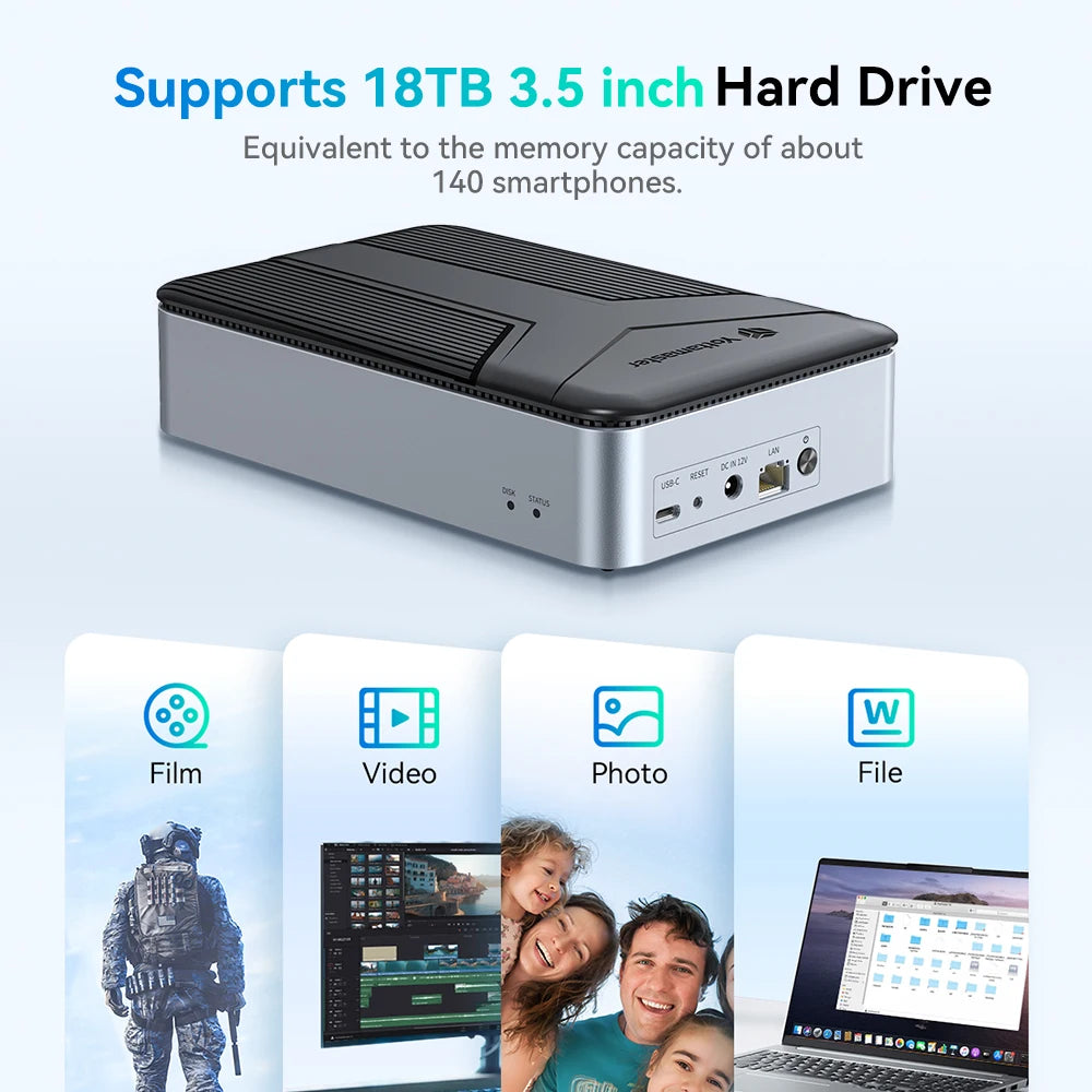 Yottamaster Networkable Private Cloud NAS Enclosure for 2.5 /3.5 "SATA HDD SSD Network Attached Storage Personal Private Cloud