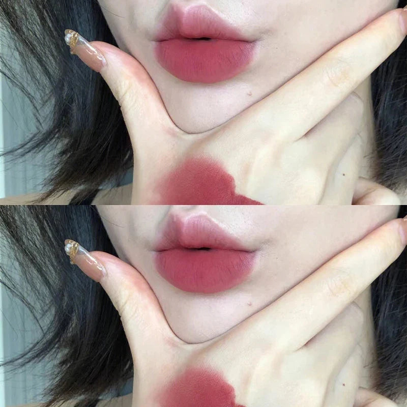 Blushimmer velvet matte mist lip gloss in waterproof, smudge-proof liquid lipstick with non-stick, non-fade finish.