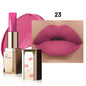 Blushimmer matte velvet lipstick with high pigment, smooth finish, long-lasting stain resistance, and non-drying formula.