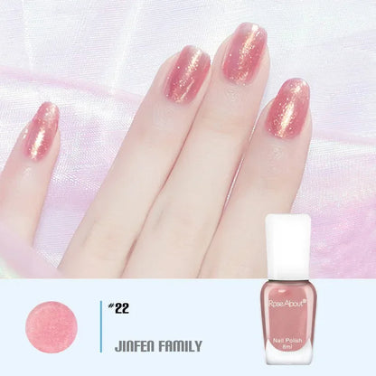 Blushimmer 40-color no-bake water-based nail polish with glitter sequins, long-lasting, quick-drying nude nail polish in a sleek bottle