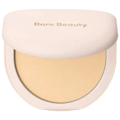 Blushimmer Rare Beauty pressed powder with matte, waterproof, oil-control finish and fine, talc-free finishing powder for facial makeup.