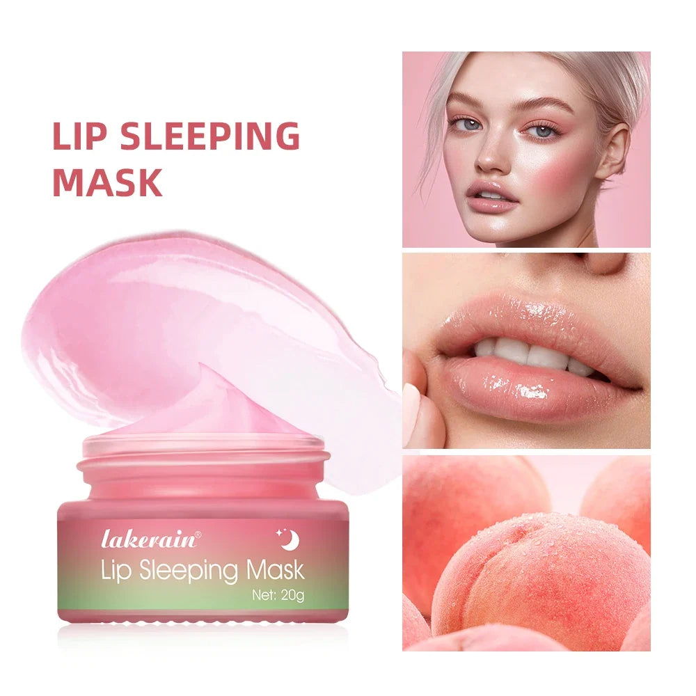 Blushimmer Jelly Peach Lip Sleeping Mask in a jar, showing creamy peach-colored formula for nourishing, repairing, and hydrating lips.