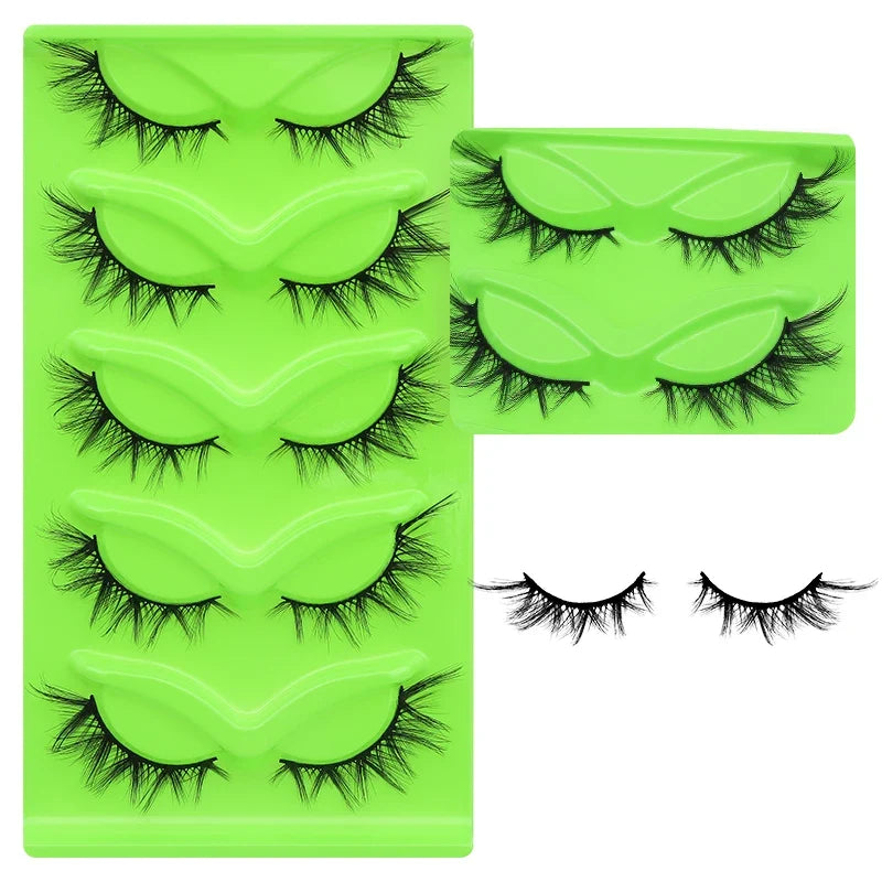 Blushimmer DINGSEN 5 pairs fluffy cat eye mink eyelashes with wispy, natural look strip lashes for a long, elegant eyelash style.