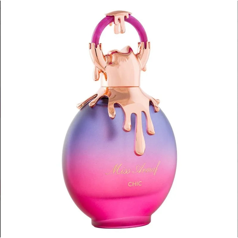 Blushimmer feminine fruity perfume bottle, 100ml, soft sweet scent with elegant lush aroma and warm sensual finish.