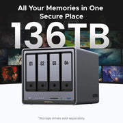 NASync DXP4800 plus 4-Bay Desktop Network Attached Storage (NAS) Pentium Gold 8505 5-Core CPU 4K 60Hz Support RAID 5 4-Bay
