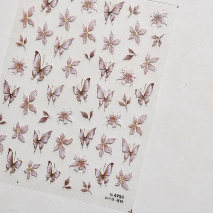 Blushimmer Jelly Butterfly 5D nail art sticker with rhinestones and shiny insect design for DIY manicure decoration.