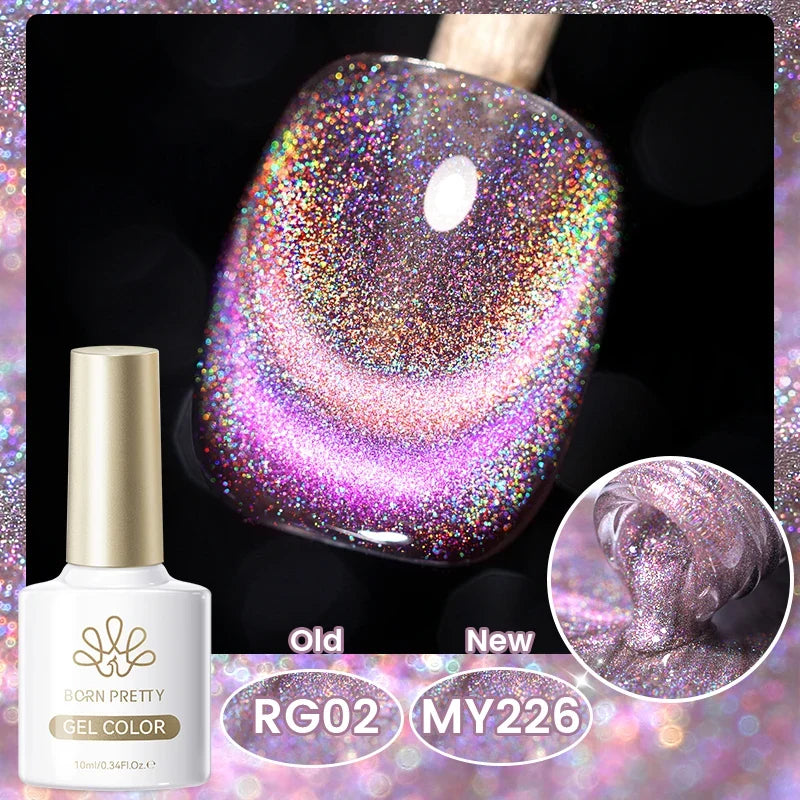 Blushimmer BORN PRETTY 117 Colors Cat Magnetic Gel Nail Polish 10ml, semi-permanent, full coverage varnish on a nail display