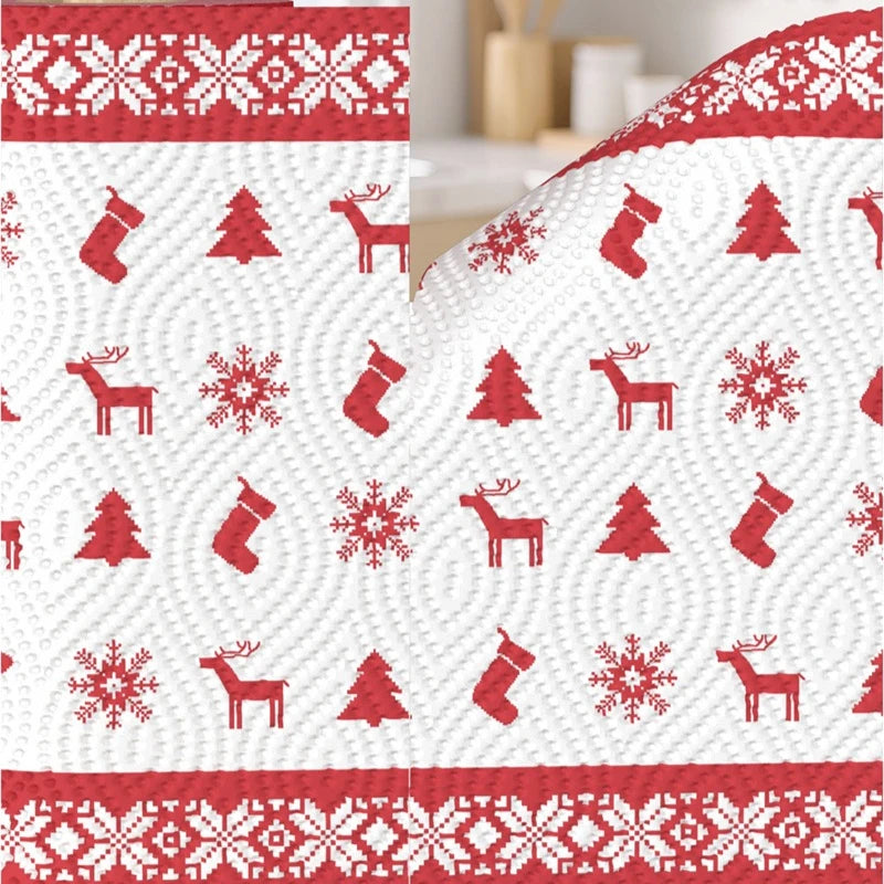 Thickened Disposable Kitchen Paper Towels- Multi-Fold Design for Wet & Dry Use, Ideal for Christmas, Halloween, Picnics, Parties