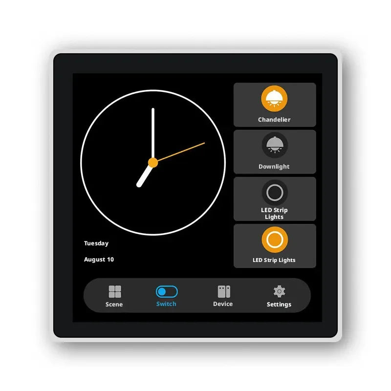 Tuya Smart Life 4-inch Full Touch Screen with 4-way Load and Scenario Control 2-in-1 Full Screen European Standard Smart Switch