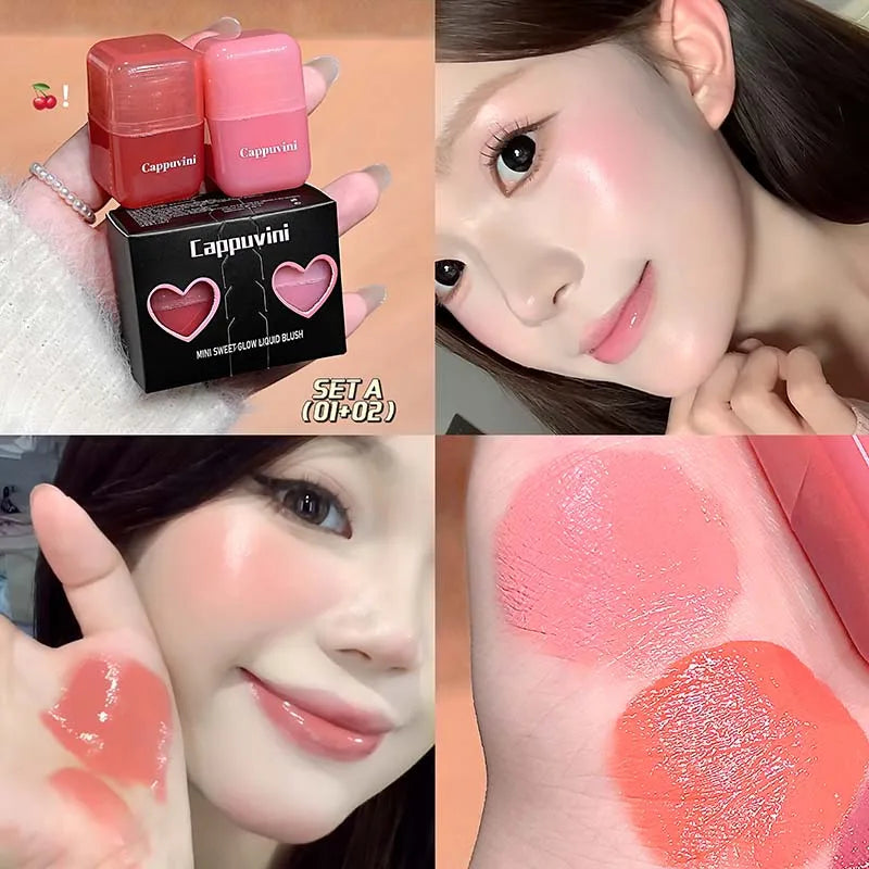 Blushimmer Cappuvini Mini Moisturizing Liquid Blush in Energetic Pink, Korean-style cheek rouge, long-lasting, easy to apply.