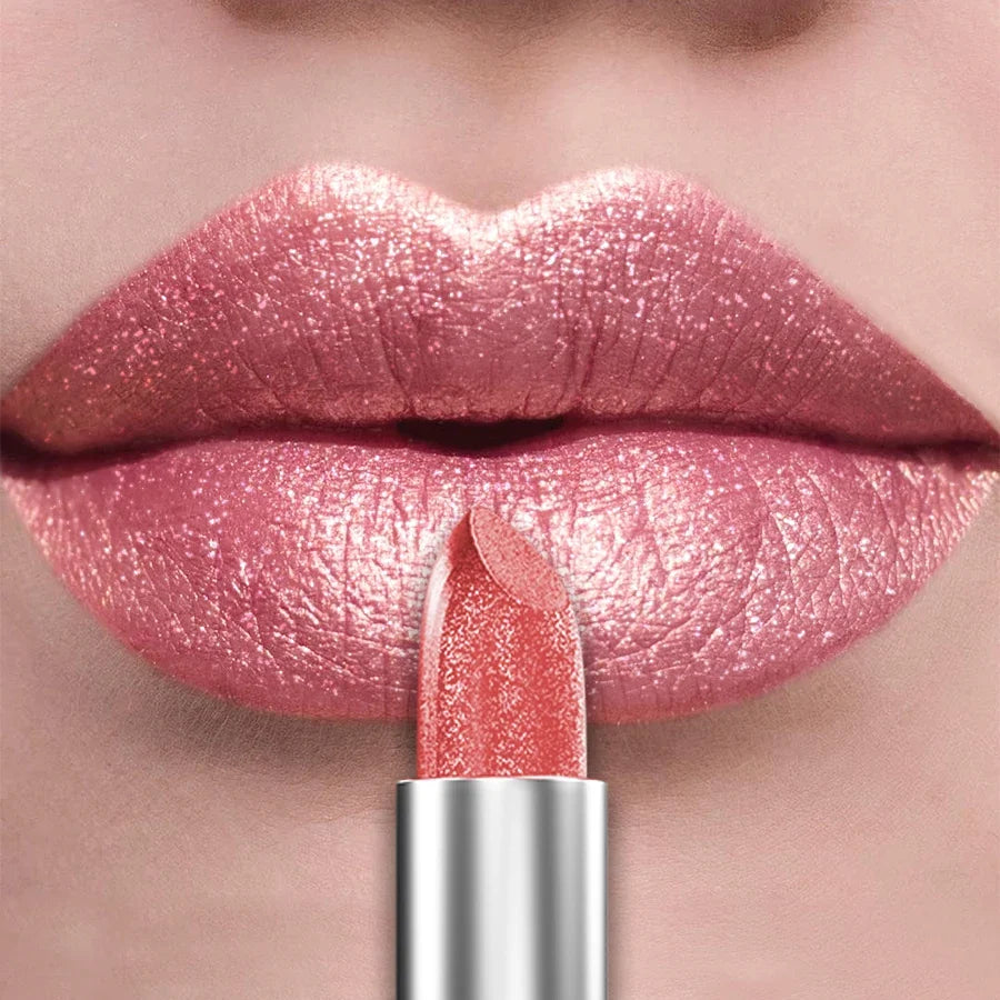 Blushimmer 21Colors Glitter Metallic Lipstick and Lip Tint in pearlescent shades, shiny, bold, long-lasting matte lip makeup.