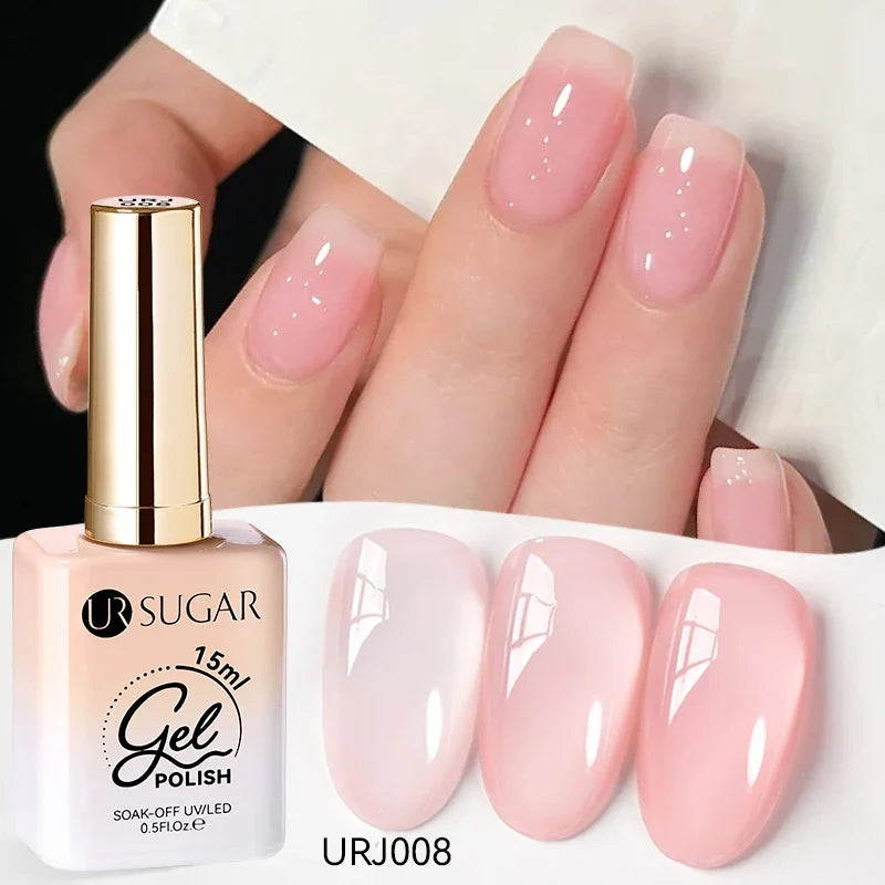 Blushimmer UR SUGAR 15ml jelly white semi-permanent UV gel nail polish for translucent, glossy nail art and soak-off gel varnish.