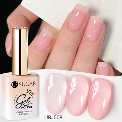 Blushimmer UR SUGAR 15ml jelly white semi-permanent UV gel nail polish for translucent, glossy nail art and soak-off gel varnish.