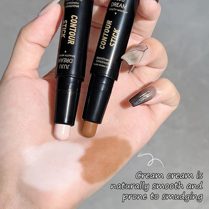 Blushimmer 2-in-1 dual-ended highlighter and concealer pen with natural three-dimensional shadow wand for makeup application.