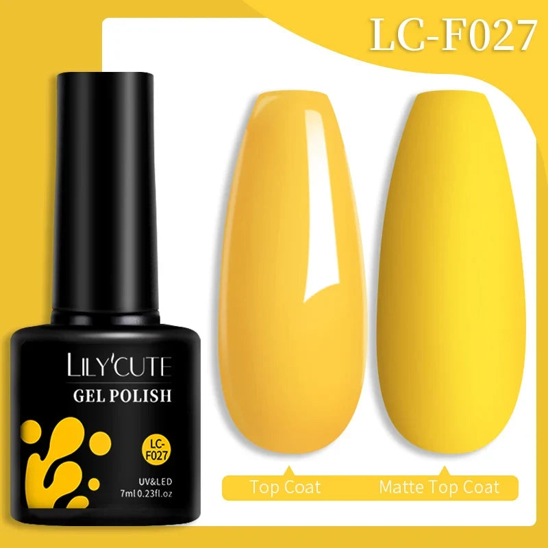 Colorful LILYCUTE 7ML gel nail polish bottle from Blushimmer with vibrant shades, long-lasting semi-permanent UV gel for nail art.