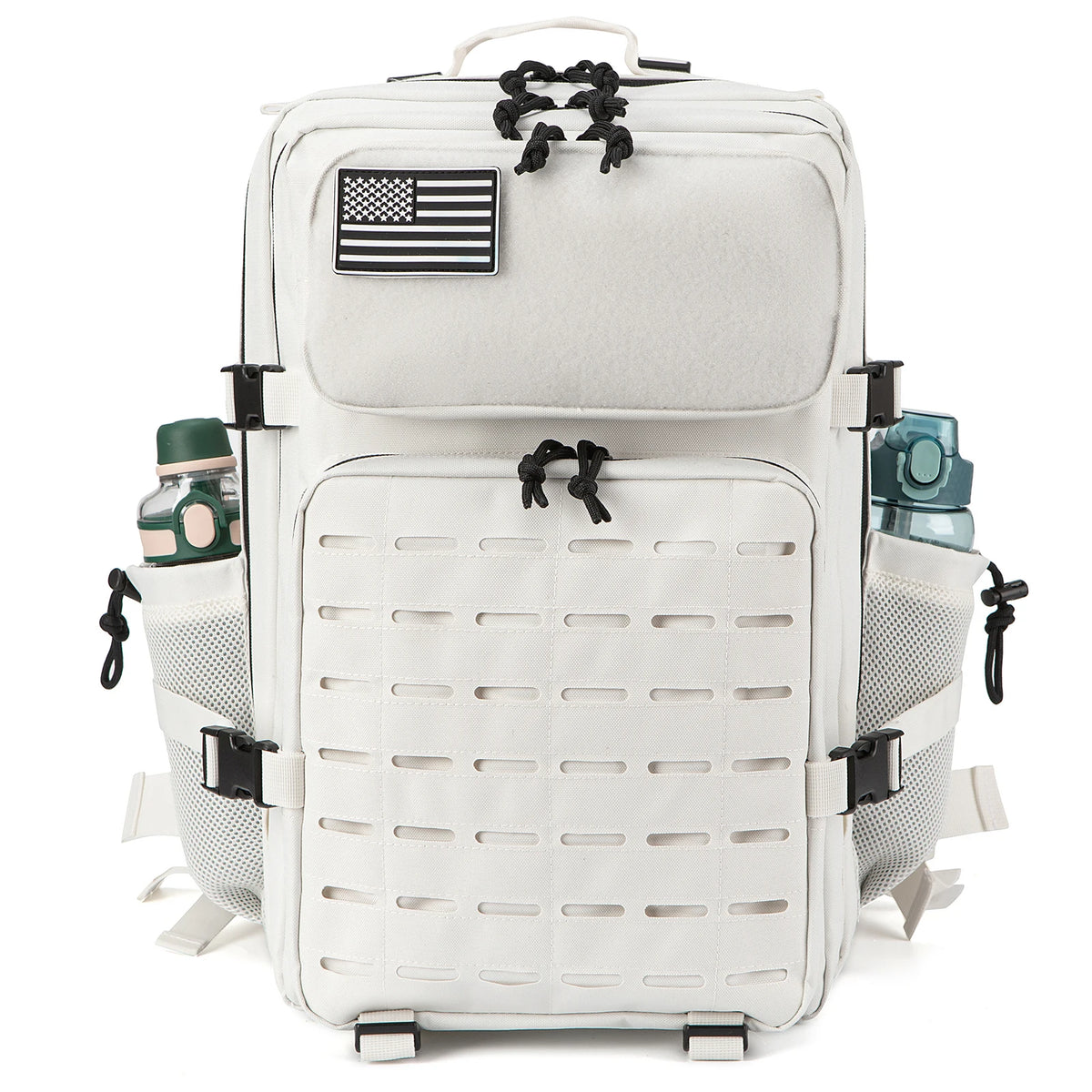 Men's 45L tactical backpack by Adventure Club Store with double cup holders, ideal for hunting, camping, hiking, and outdoor adventures.