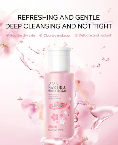 Blushimmer LAIKOU portable makeup remover cleanser for lashes, lips, eyes, and face in a 100ml bottle for gentle skincare and travel.