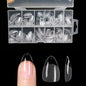 Blushimmer 120-piece full cover press-on nail tips in stiletto, almond, square, and coffin shapes for gel nail extensions.