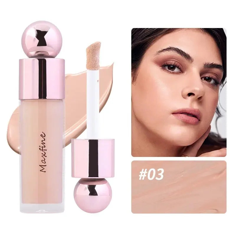 Blushimmer Nude Matte Full Coverage Concealer in liquid form, featuring brightening, hydrating, and long-lasting formula.