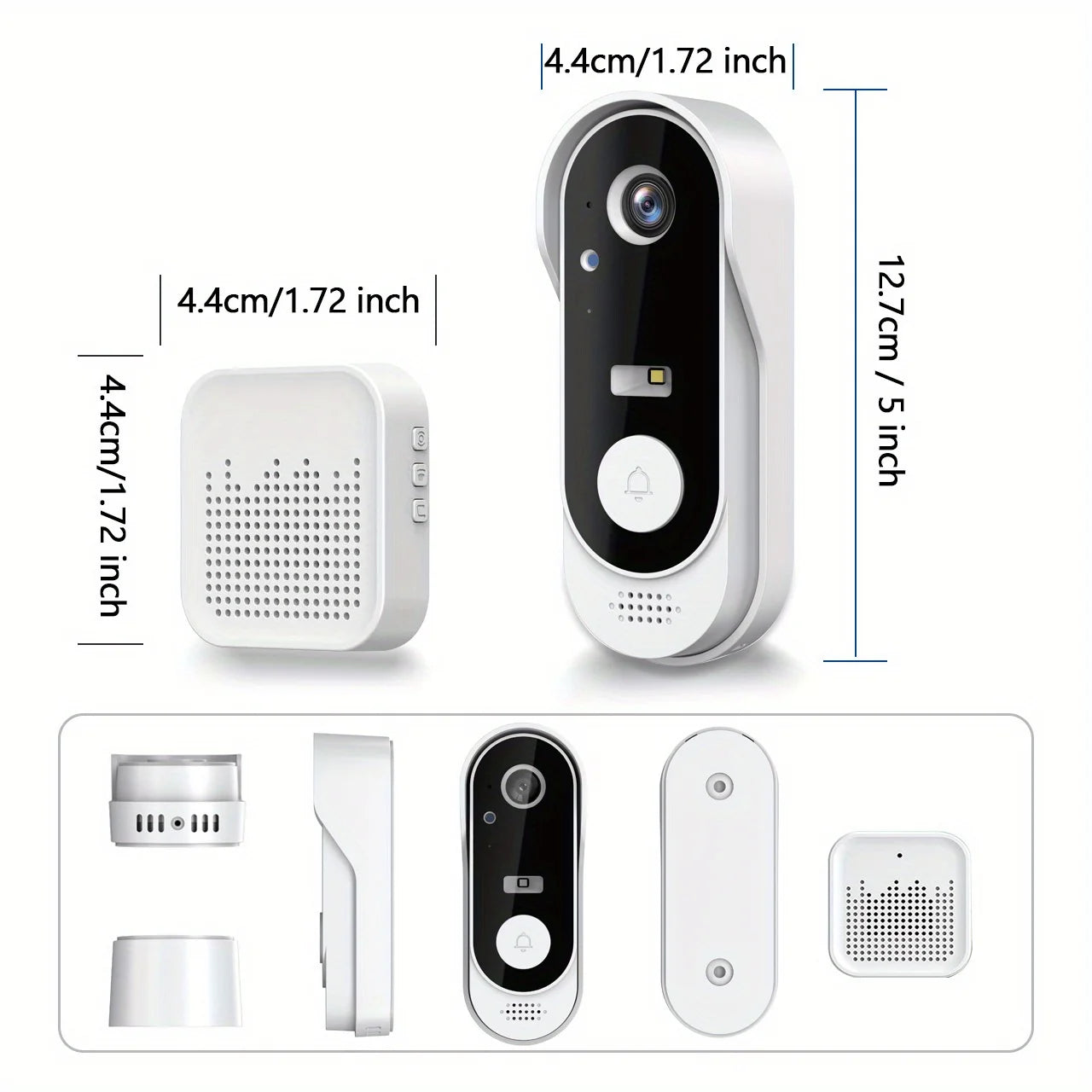 Tuya WiFi Video Doorbell - 2-Way Audio, Outdoor 1080P HD, SD+Cloud Storage, Motion Detection, Easy Setup & Live Alerts