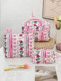 Cute quilted cotton makeup bag by Blushimmer with zipper, portable cloth organizer for cosmetics and toiletries.