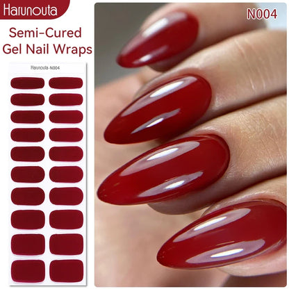Blushimmer 20Tips gradient French semi-cured gel nail stickers with full cover nail gel polish wraps for manicure, UV lamp required