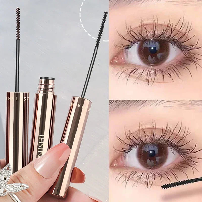 Blushimmer waterproof brown-black silk fiber matte mascara with ultra-fine brush for lengthening and curling eyelashes.
