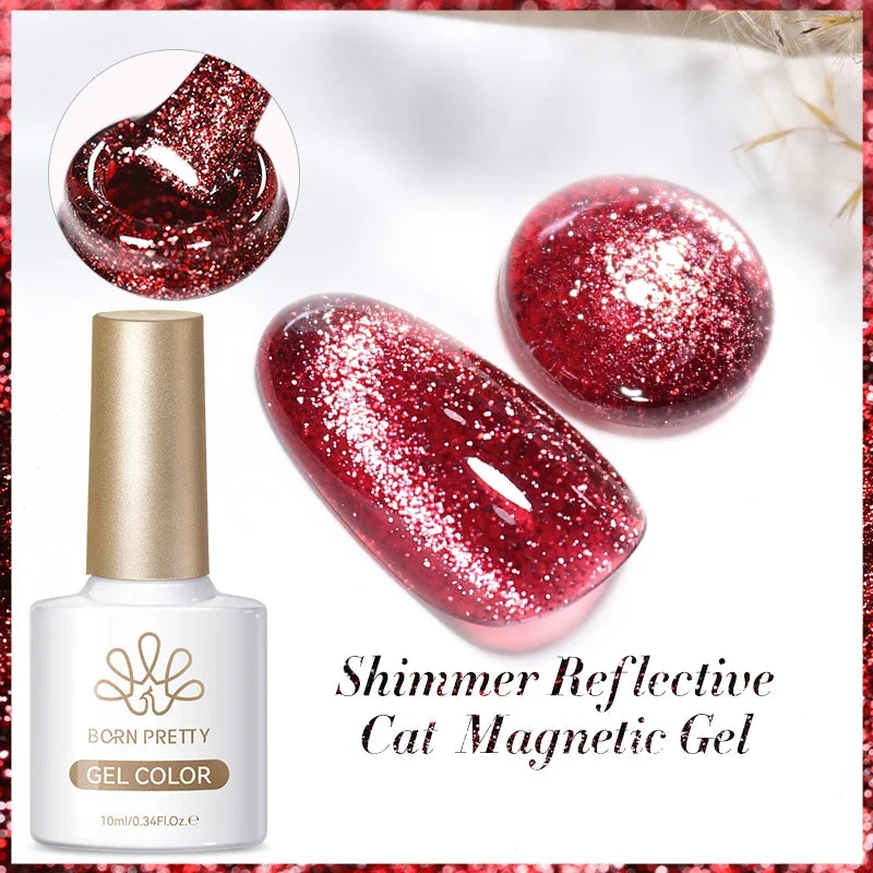 Blushimmer Born Pretty 117 Colors Cat Magnetic Gel Nail Polish 10ml full coverage semi-permanent manicure varnish on a nail swatch