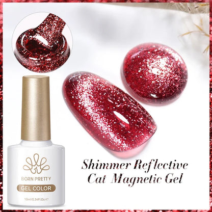 Blushimmer Born Pretty 117 Colors Cat Magnetic Gel Nail Polish 10ml full coverage semi-permanent manicure varnish on a nail swatch