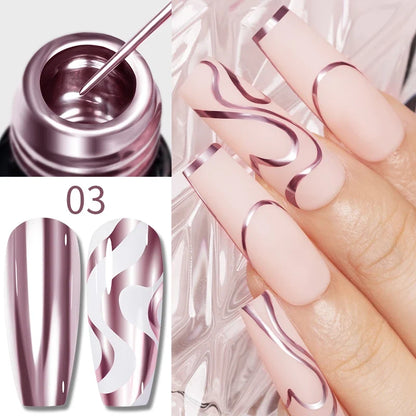 Blushimmer 5ML gold silver metallic gel polish with chrome mirror finish, perfect for UV LED semi-permanent nail art.