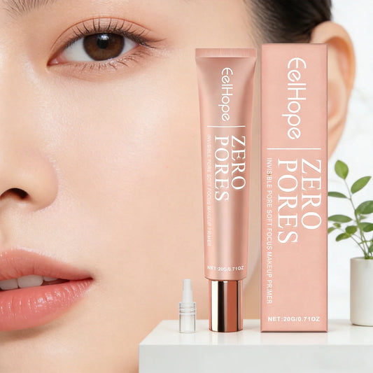 Blushimmer Invisible Pore Soft Focus Makeup Primer with moisturizing, natural tone, long-lasting concealer for smooth, even skin.