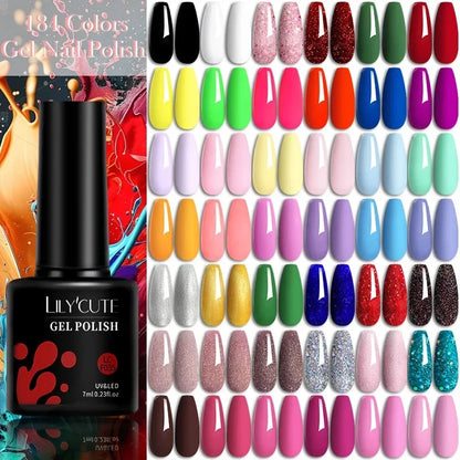 LILYCUTE 7ml colorful gel nail polish by Blushimmer, featuring semi-permanent base and top coat for long-lasting manicure.