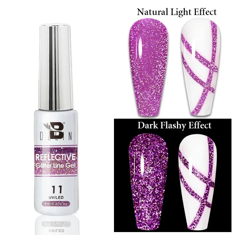 Blushimmer 5ML gold silver metallic gel polish with chrome mirror finish, semi-permanent UV LED nail gel with bright French metal effect