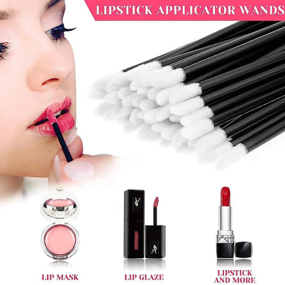 Set of 100 colorful Lip Brushes and applicators by Blushimmer, ideal for makeup, lipstick, and eyelash extension application.