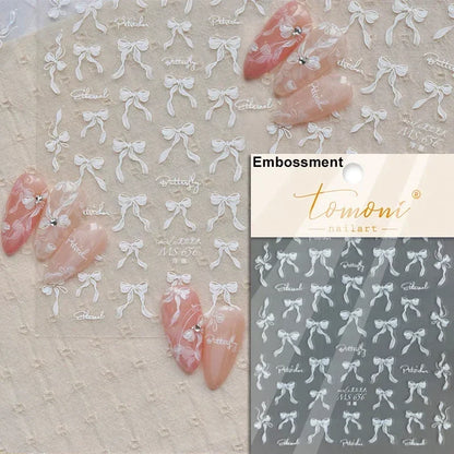 French leopard print bowknot lace ribbon with rhinestones and pearls, perfect for manicure nail art decoration by Blushimmer.
