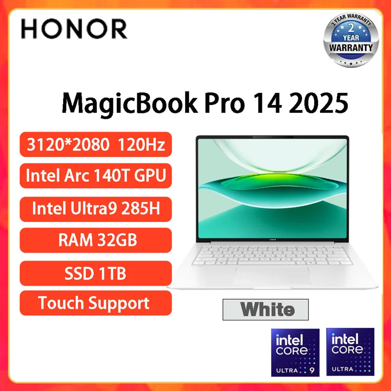 HONOR MagicBook Pro 14 2025 Laptop Intel Core Ultra 5 225H 32GB 1TB 14.6" Inch 3.1K 120Hz Gamer Computer PC Notebook Ultrabook