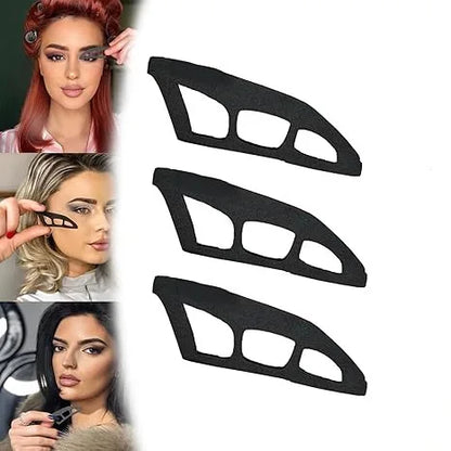 Blushimmer Eyetour Your Glam Bestie eye makeup stencil for beginners, showing the plastic stencil with eye makeup design applied.
