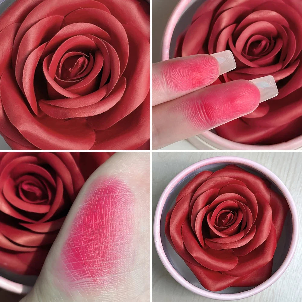 Blushimmer 2-piece Petal Blush Palette set with brush, featuring high-gloss contouring cream and rouge for women’s beauty makeup.
