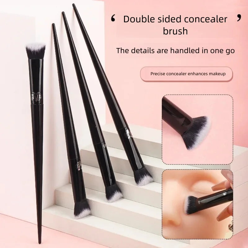 Blushimmer concealer makeup brush with soft fiber hair and elegant black handle, ideal for powder, blush, eyeshadow, and foundation application.
