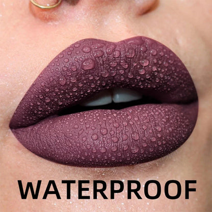 Blushimmer matte velvet lip gloss in nude and red shades, waterproof liquid lipstick with black lips tint and shiny lip glaze.