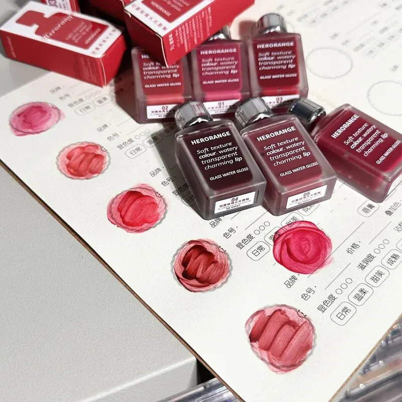 Blushimmer HERORANGE HR567 transparent ice velvet lip glaze in a matte lip gloss tube with a sleek design.