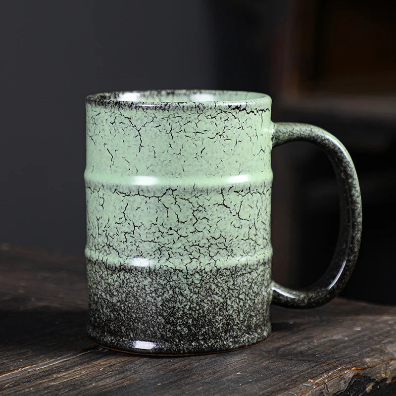 600ml Oil Barrel Cup Large - capacity Ceramic Coffee Mug Household Latte Espresso Latte Mug Stoneware Teacup Water Cup Drinkware