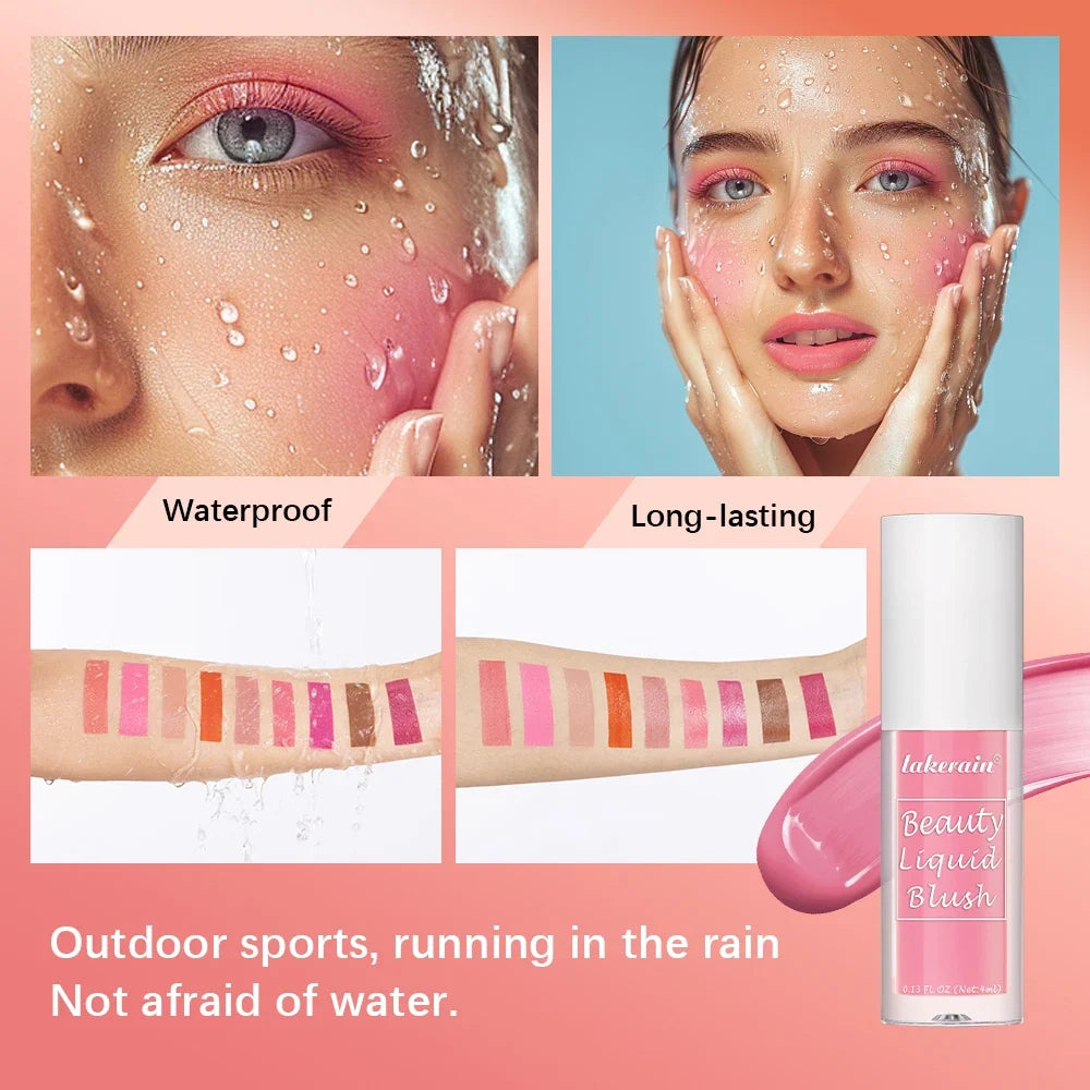 Blushimmer Beauty Liquid Blush in orange peach, a waterproof velvet matte face pigment, 4ml cream cheek tint on a neutral background.