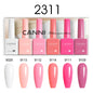 Blushimmer 6-pack 9ml CANNI nail gel polish kit with nude, pink, and jade jelly shades for natural French nail designs.