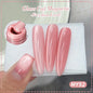 Pink glass bead cat magnetic gel nail polish from Blushimmer, showing the semi-permanent soak-off manicure with spring moonlight jelly finish.