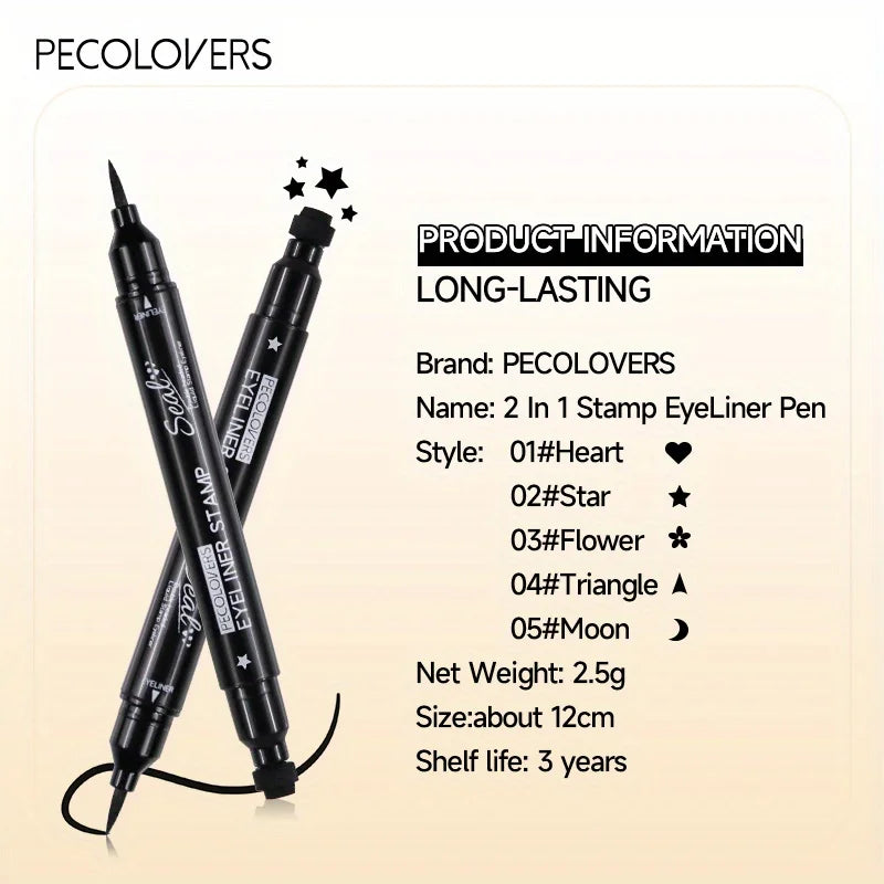 Blushimmer 7 styles liquid eyeliner stamp pen with double-ended black and red waterproof, fast-drying eye makeup for lazy eye looks