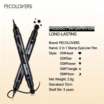 Blushimmer 7 styles liquid eyeliner stamp pen with double-ended black and red waterproof, fast-drying eye makeup for lazy eye looks