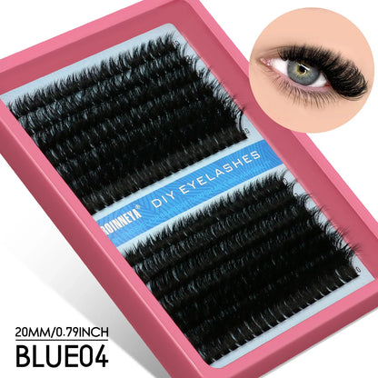 Blushimmer GROINNEYA fluffy thick DIY eyelash clusters with D/DD curl, wispy style, for eyelash extensions and false lash application